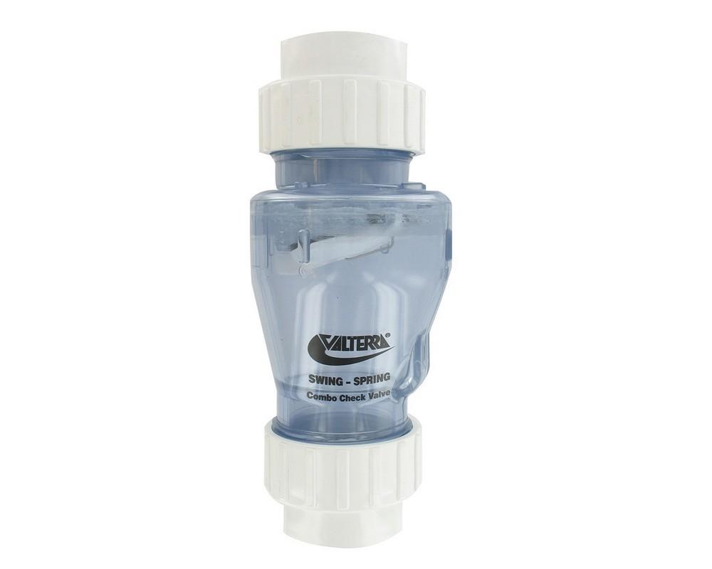 2" Valterra Spring Non-return valve with flap (Clear with unions) - Selective Koi Sales